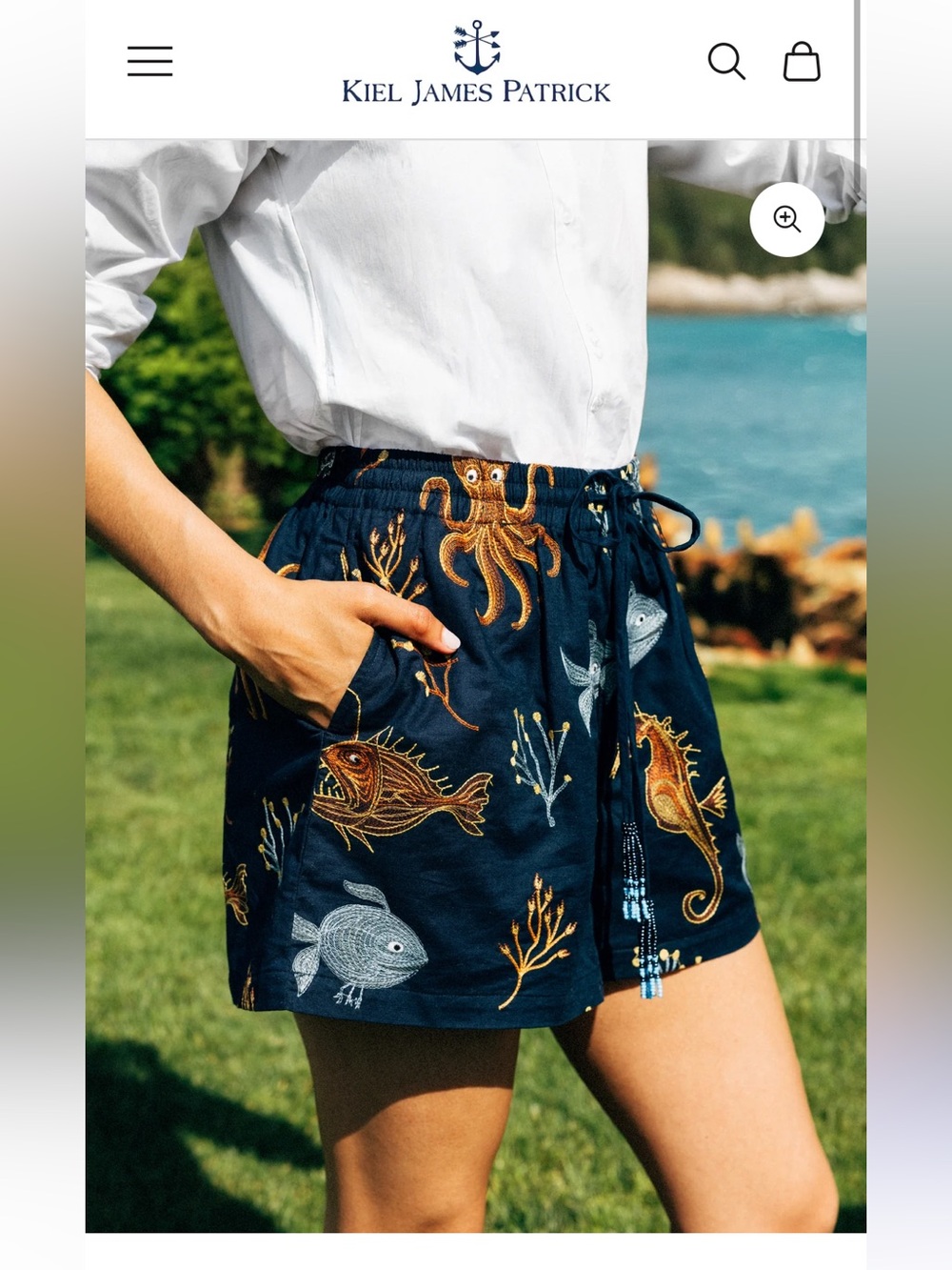 Kiel James Patrick Deep Blue Embroidered Shorts in Navy, Like New, Sz 6